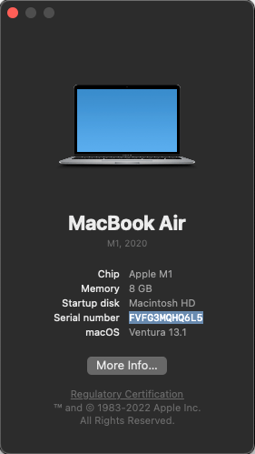 Mac serial number