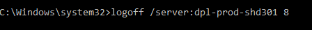 command to logoff a particular user logged onto a server