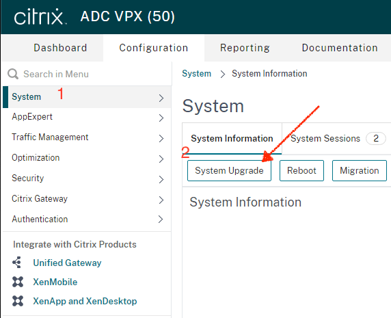 NetScaler upgrade firmware