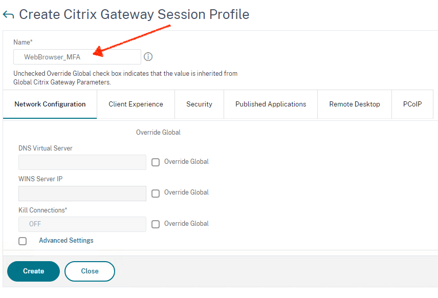Citrix gateway session profiles