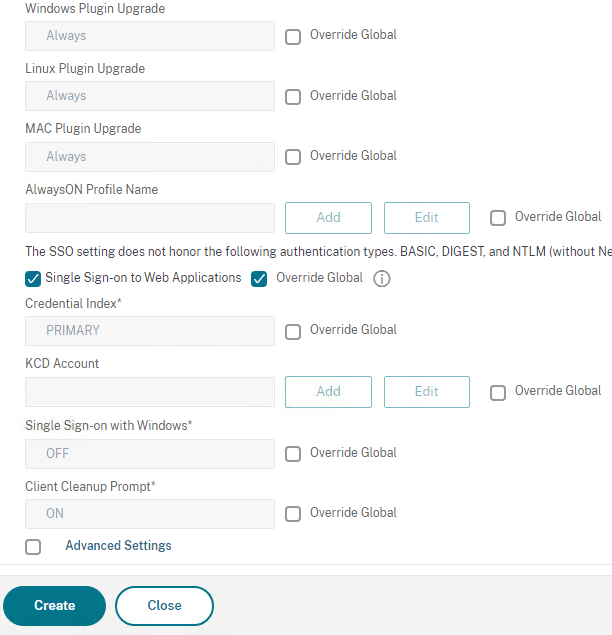 Citrix gateway session policies and profiles
