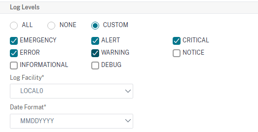 create syslog server on netscaler